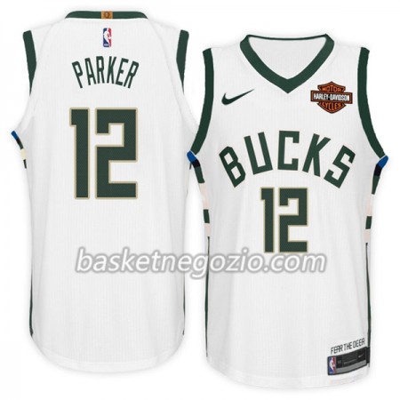Canotte Uomo Milwaukee Bucks Jabari Parker 12 Nike 2017-18 Bianco Swingman